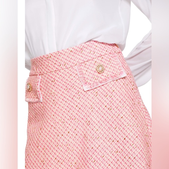 Elegant Pink Tweed Skirt - Picture 3 of 15